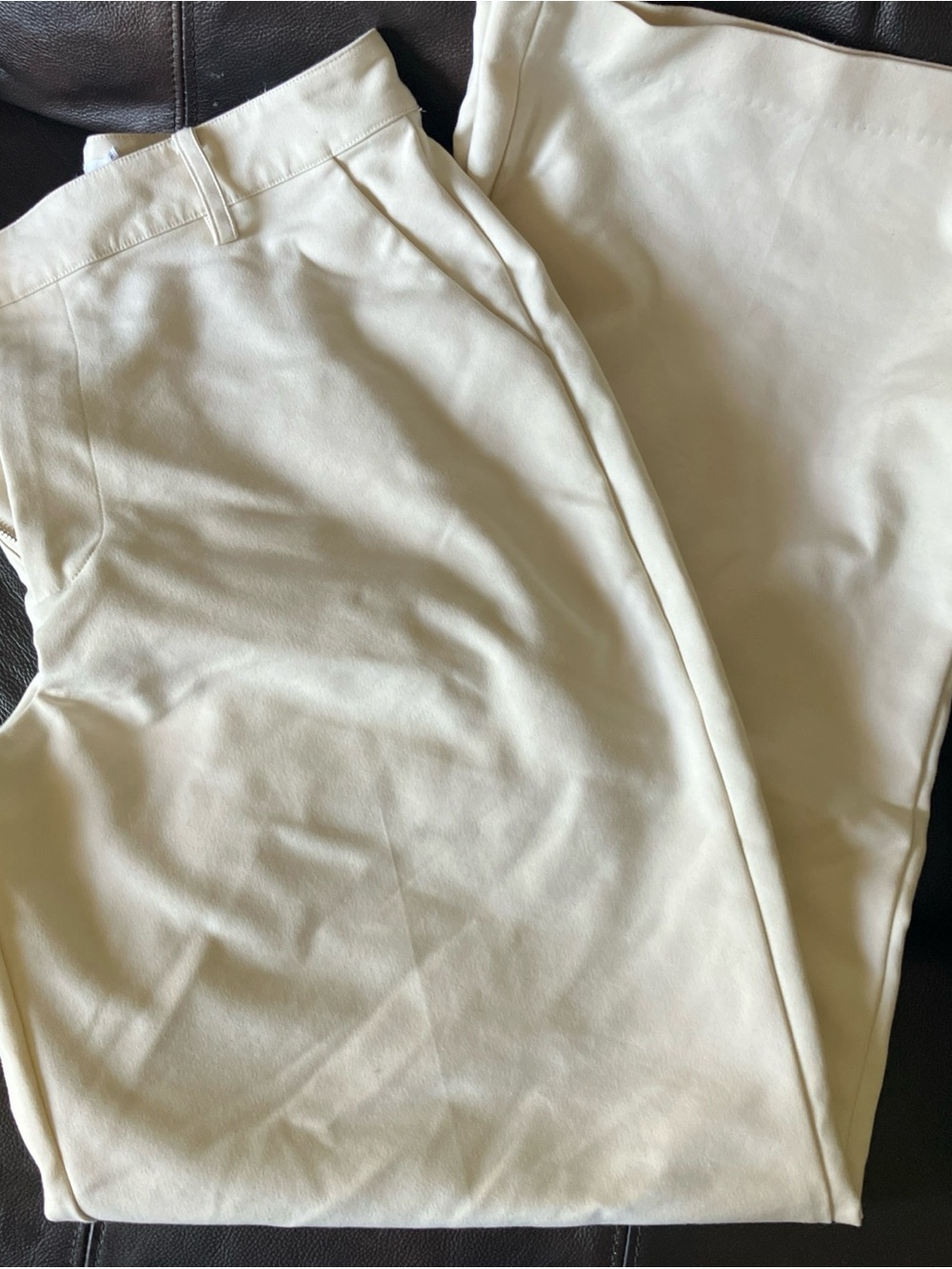 Good American Cream Wide Leg Pants